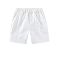 thumbnail image 1 of NAISIBABY Boys School Uniform Shorts, Cotton with Pockets Elastic Waist Kids Flat Front Pull-On Shorts White 7T, 1 of 5