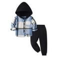 thumbnail image 1 of NAISIBABY Boys Set 2-Piece, Long Sleeve Hooded Button-Up Checked Shirt and Sweatpants Fall Winter Casual Fashion Outfit Light Blue 6Months, 1 of 6