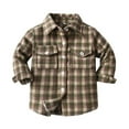 thumbnail image 1 of NAISIBABY Boys Shirt Jacket, Flannel Shirt Plaid Long Sleeve Kids Outwear Coat Khaki 12-18Months, 1 of 9