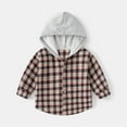 thumbnail image 1 of NAISIBABY Boys Shirt Jackets, Classic Checked Casual Long Sleeve Hooded Jacket Wine 4-5T, 1 of 3
