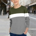 thumbnail image 1 of NAISIBABY Boys Shirt with Long Sleeve 10T, Crewneck Pullover Color Block Kids Cotton Causal Spring Tees Army Green (3-14T), 1 of 8