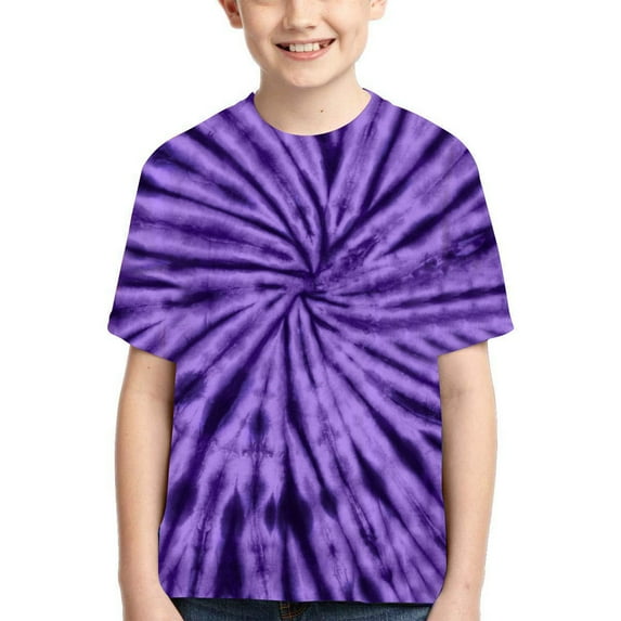 NAISIBABY Boys Short Sleeve, Colorful Prints Crew Neck Cotton T-Shirt Purple 4T-15T