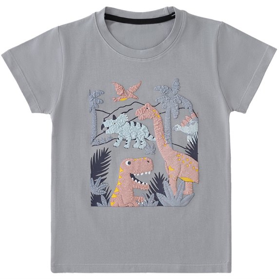 NAISIBABY Boys Short Sleeve T-Shirt, Cotton Crewneck Graphic Daily Casual Tee Gray 2-3T