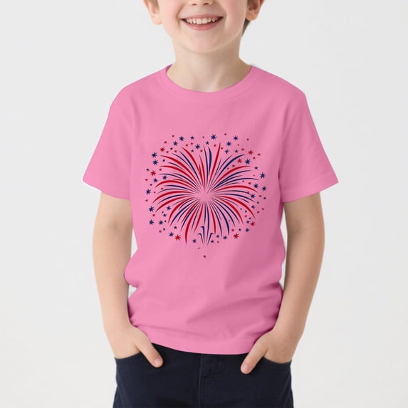 NAISIBABY Boys Short Sleeve T-Shirt, Fashion Graphic Casual Summer Crewneck Patriotic 4th of July Tee Pink Size 8