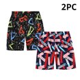 thumbnail image 1 of NAISIBABY Boys Shorts 2 Pack, Pull-On Fashion Prints Elastic Waist Summer Casual Beach Shorts Dark Blue, 1 of 4