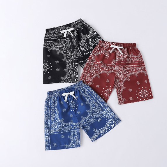 NAISIBABY Boys Shorts 3 Pack, Boho Elastic Waist Loose Casual Beach Sports Shorts Blue 1-2T