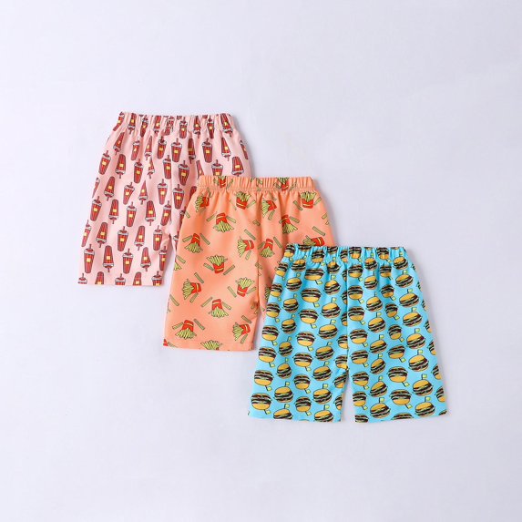 NAISIBABY Boys Shorts 3 Pack, Elastic Waist Loose Casual Fashion Prints Summer Sports Shorts Orange 4-5T