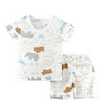 thumbnail image 1 of NAISIBABY Boys Shorts Set 2-Piece, Cute Prints Short Sleeve Casual Cotton Kids Spring Summer Clothes White 4-5T, 1 of 2