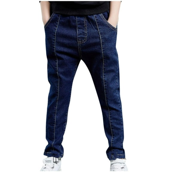 NAISIBABY Boys Slim Fit Jean, Stretch Casual High Waist Kids Denim with Pockets Blue 3-4T