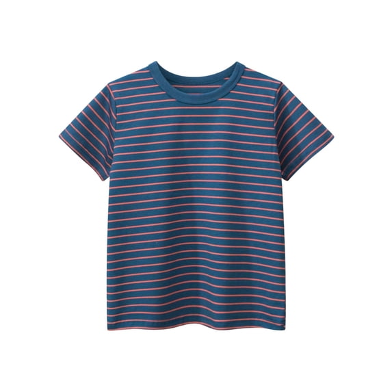 NAISIBABY Boys Striped T-Shirt (2-10T), Crewneck Soft Cotton Short Sleeve Summer Casual Fashion Tee Red 9T