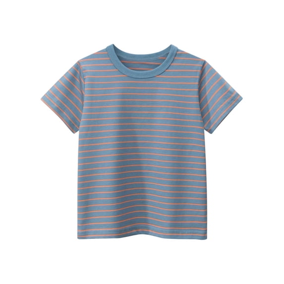 NAISIBABY Boys Striped T-Shirt, Crewneck Soft Cotton Short Sleeve Summer Casual Fashion Tee Orange 9T