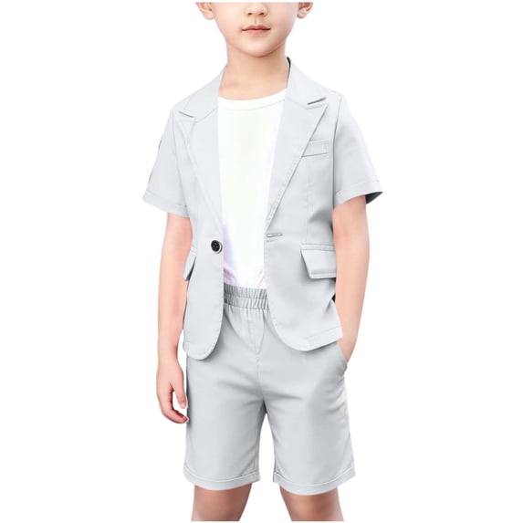 NAISIBABY Boys Suit Clothing Set 7T, Short Sleeve Lapel Blazers and Uniform Shorts Summer Wedding Formal Suit Outfit 2-Piece (1-13T)