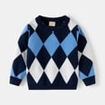 thumbnail image 1 of NAISIBABY Boys Sweater, Long Sleeve Checked Knitted Crew Neck Fall Winter Fashion Tops Navy 5T, 1 of 9