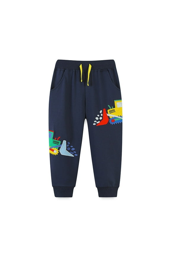 Boys Sweatpants, Cotton Drawstring Prints Daily Casual Pants Navy 5T