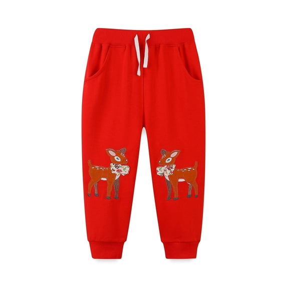 NAISIBABY Boys Sweatpants, Cotton Drawstring Prints Daily Casual Pants Red 4T