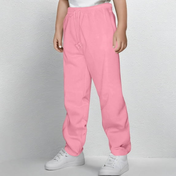 NAISIBABY Boys Sweatpants, Drawstring Straight Leg with Pockets Active Fit Casual Sports Pants Pink 14T