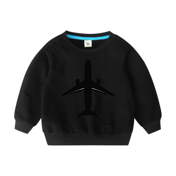 NAISIBABY Boys Sweatshirt, Fashion Airplane Prints Long Sleeve Crew Neck Casual Pullover Tees Black 7-8T