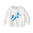 thumbnail image 1 of NAISIBABY Boys Sweatshirt, Long Sleeve Crew Neck Airplane Prints Casual Cotton Tops White 3-4T, 1 of 2