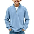 thumbnail image 1 of NAISIBABY Boys Sweatshirt with Zipper Collar, Long Sleeve Pullover Loose Fit Kids Casual Trendy Tops Light Blue 6T, 1 of 5