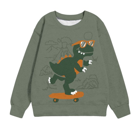 NAISIBABY Toddler Boys Sweatshirts, Long Sleeve Crewneck New Print Kids Casual Pullover Tops Army Green 2T