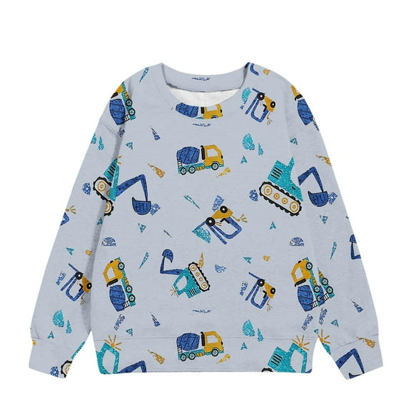 NAISIBABY Toddler Boys Sweatshirts, Long Sleeve New Print Crewneck Kids Casual Pullover Tops Gray 5T