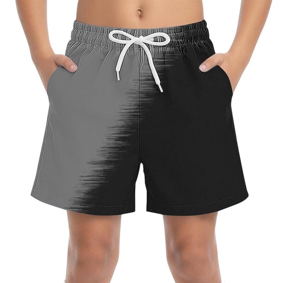 NAISIBABY Boys Swim Trunks, Drawstring Quick Dry with Pockets Casual Vacation Beach Board Shorts Gray 8T
