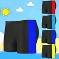 thumbnail image 1 of NAISIBABY Boys Swim Trunks, Quick Dry Solid Striped Elastic Waist Beach Swimming Shorts Dark Blue 4-6T(L), 1 of 7