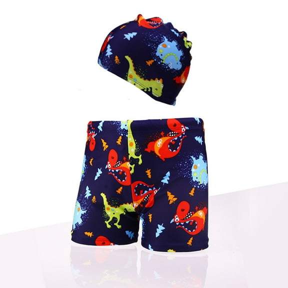 NAISIBABY Boys Swimsuit Set 2-Piece, Elastic Waist Strech Swim Trunks & Swim Cap Quick Drying Swimwear Multicolor 4-5T