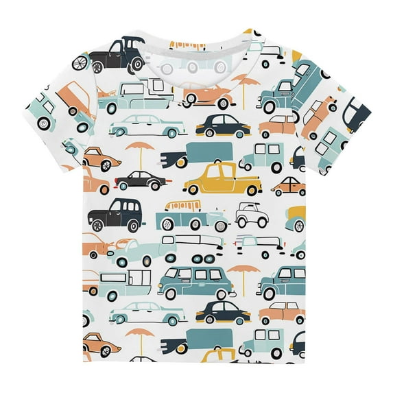 NAISIBABY Boys T-Shirt, Causal Crew Neck Short Sleeve Kids Summer Graphic Top Multicolor 3-14T