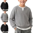 thumbnail image 1 of NAISIBABY Boys T-Shirt Size 10, Fake Waffle Knit Long Sleeve Crew Neck Casual Winter Top Gray, 1 of 5