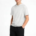 thumbnail image 1 of NAISIBABY Boys T-Shirt with Hooded, Short Sleeve Soft Comfy Loose Kids Casual Fashion Active Tees White 11T, 1 of 9