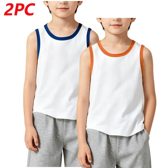 NAISIBABY Boys Tank Tops 2-Pack, Sleeveless Breathable Soft Cotton Summer Casual Muscle Tees Pink Size 6