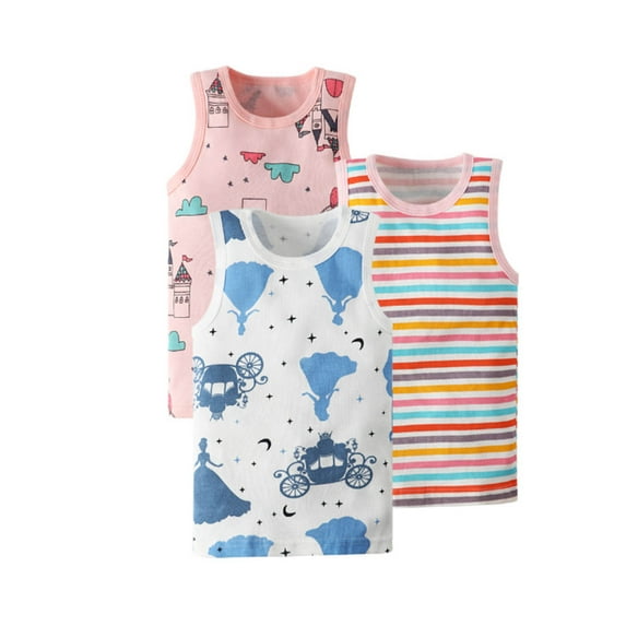 NAISIBABY Boys Tank Tops 3-Pack, Cotton Graphic Sleeveless Summer Undershirts Pink 1-2T