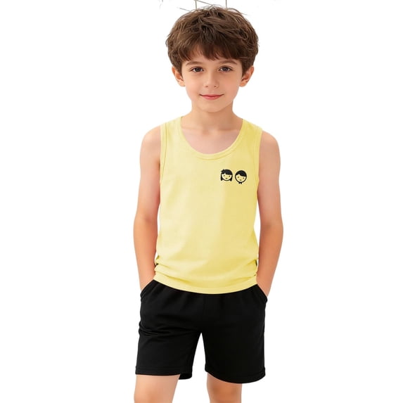 NAISIBABY Boys Tank Tops, Cotton Graphic Ultra-Soft Kids Sleeveless Muscle Tank Yellow 3T