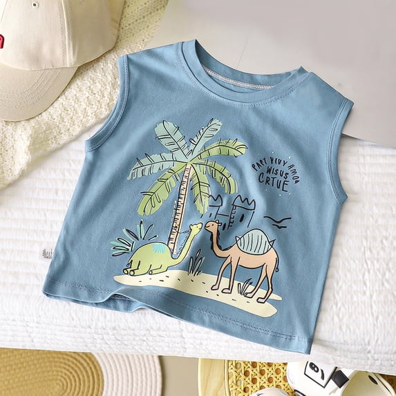 NAISIBABY Boys Tank Tops Size 6, Crewceck Sleeveless Trendy Graphic Summer Casual Cotton Undershirt Tees (1-12T)