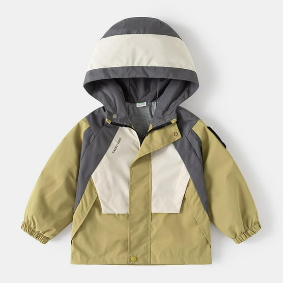 NAISIBABY Boys Windbreaker Jacket, with Pockets Color Block Waterproof Fashion Hooded Outwear Coat Green 3T
