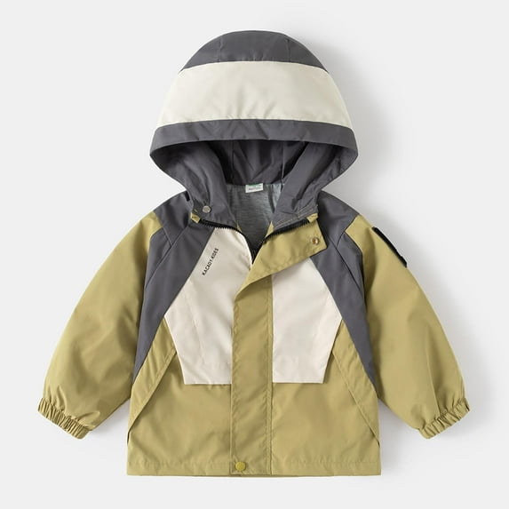 NAISIBABY Boys Windbreaker Jacket, with Pockets Waterproof Color Block Fashion Hooded Outwear Coat Green 7T