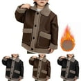 thumbnail image 1 of NAISIBABY Boys Winter Coat 8T, Fleece Faux Leather Lapel with Pockets Thicken Warm Winter Fashion Peacoat Outwear Brown(4-11T), 1 of 7
