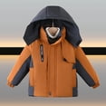 thumbnail image 1 of NAISIBABY Boys Winter Quilted Coat, Windproof Hooded 2025 Fashion Thicken Warm Padded Jacket Winter Puffer Outwear Orange 6T, 1 of 9