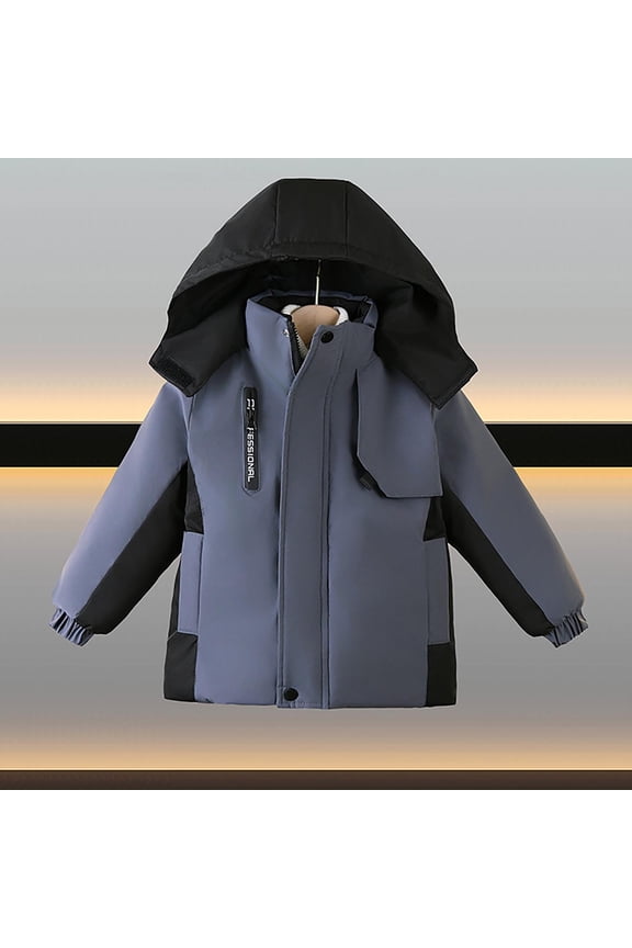 Boys Winter Quilted Coat, Windproof Hooded Thicken Warm Padded Jacket 2025 Fashion Winter Puffer Outwear Gray 6T