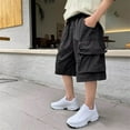 thumbnail image 1 of NAISIBABY Boys's Cargo Shorts Size 7, Cotton Elastic Waist Baggy Fit Summer Causal Fashion Shorts Black, 1 of 4