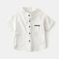 thumbnail image 1 of NAISIBABY Button-Up Shirt for Boys, Short Sleeve Cotton Breathable Solid Color Kids Toddler Summer Casual Clothes White 4-5T, 1 of 3