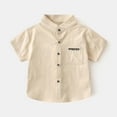 thumbnail image 1 of NAISIBABY Button-Up Shirt for Boys, Short Sleeve Solid Color Cotton Breathable Kids Toddler Summer Casual Clothes Khaki 9-10T, 1 of 9