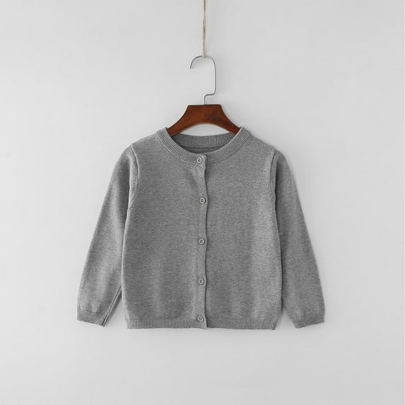 NAISIBABY Cardigan Sweater for Boys Girls, Buttons Long Sleeve Knitted Kids Basic Solid Clothes Gray 6-9Months