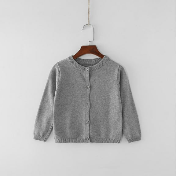 NAISIBABY Cardigan Sweater for Boys Girls, Long Sleeve Buttons Knitted Kids Basic Solid Clothes Gray 9-12Months