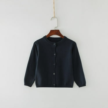 NAISIBABY Cardigan Sweater for Boys Girls, Long Sleeve Knitted Buttons Kids Basic Solid Clothes Navy 6-9Months