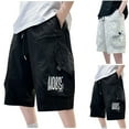 thumbnail image 1 of NAISIBABY Cargo Shorts for Boys Size 10-12, Elastic Waist Baggy Fit with Pockets Summer Casual Fashion Shorts Black（5-15T), 1 of 5