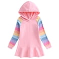 thumbnail image 1 of NAISIBABY Casual Dress for Girls, Fashion Peplum Ruffled Colorful Long Sleeve Hooded Sweatshirt Dress Pink 2-3T, 1 of 3