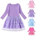 thumbnail image 1 of NAISIBABY Casual Dress for Girls, Long Sleeve Crew Neck Mesh Splicing Cotton Sundress Purple 1-2T, 1 of 3
