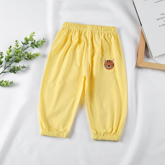NAISIBABY Child's Boys Girls Pants, Comfy lightweight Solid Color Elastic Waist Summer Long Pants Yellow 2T